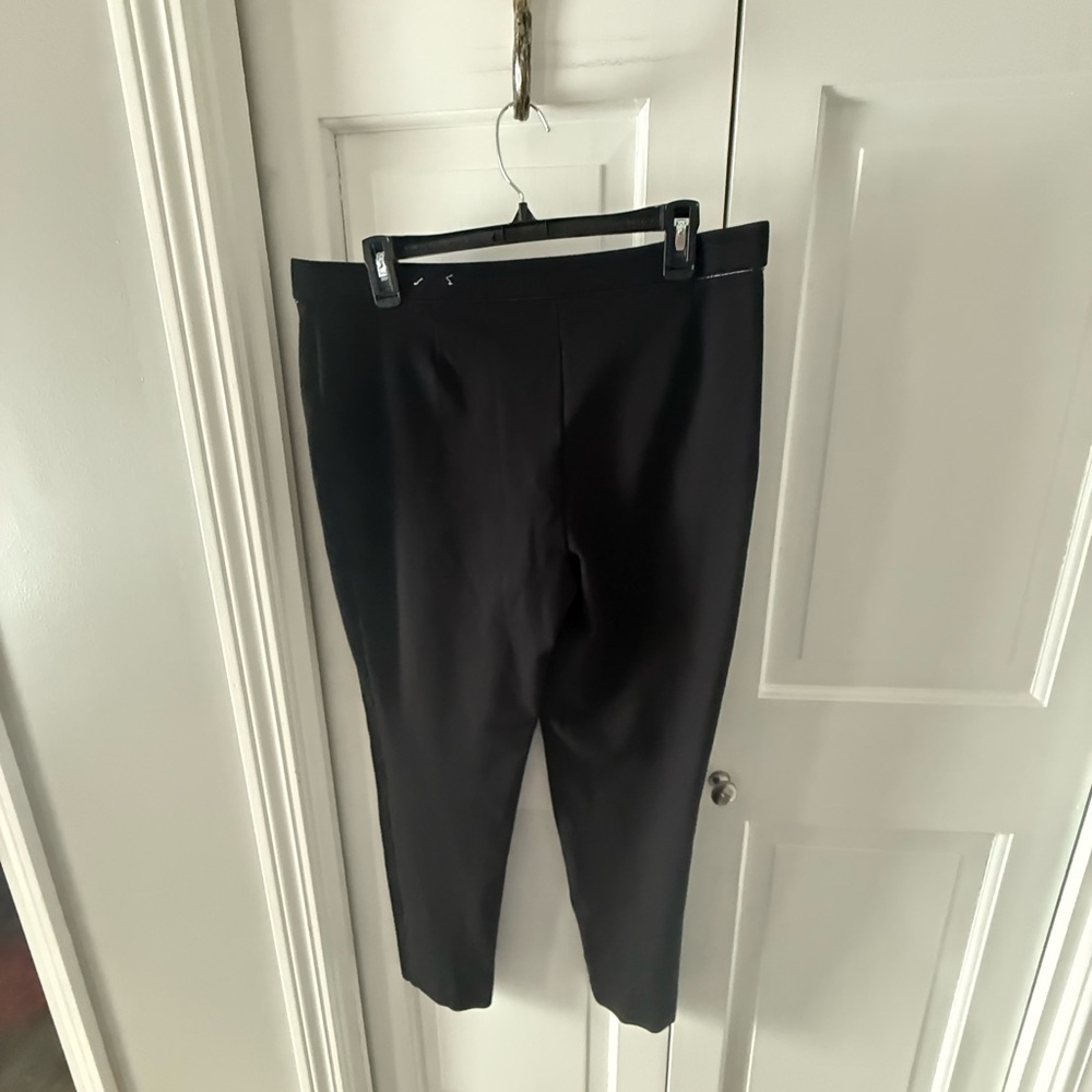 Anne Klein Black Slim Ponte Trousers with Faux Leather Pocket Trim - Picture 2 of 4